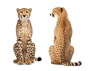 Wall Mural - set of two cheetah sitting down, front and back view