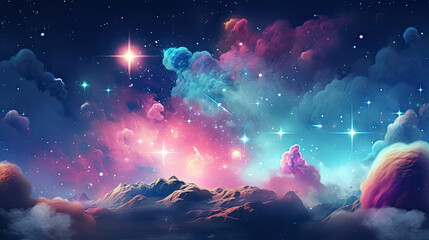 Wall Mural - background with pastel cosmic space nebula sky  astronomy - by generative ai