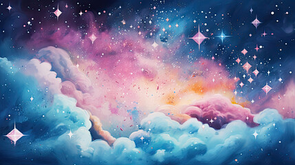 Wall Mural - background with pastel cosmic space sky  astronomy - by generative ai