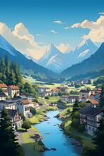 Captivating Zermatt Illustration For Posters