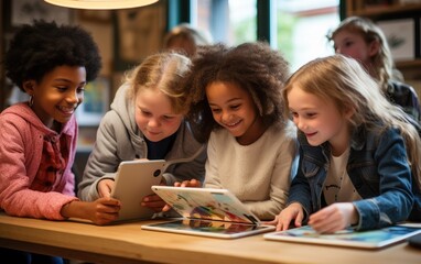 little kids being used computer or tablet