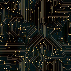 Canvas Print - Seamless high tech pattern. Circuit Board Texture. Generative AI