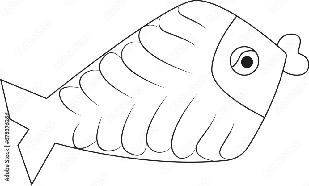 Kids Fish Vector Coloring book or Coloring page for kids. Fish vector illustration ...