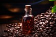 Coffee Beans Oil in Small Vintage Bottle, Organic Essential Oil of Whole Roasted Coffea Arabica