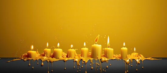 Flame and dripping wax of a yellow candle