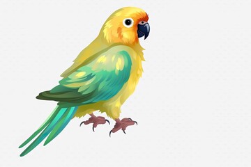 Wall Mural - Yellow and green macaw bird isolated on white background.