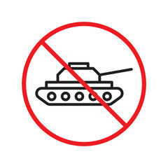 Wall Mural - Forbidden Prohibited Warning, caution, attention, restriction label danger. No Tank vector icon. Do not use Military tank sign design. Tank symbol flat pictogram. UX UI icon