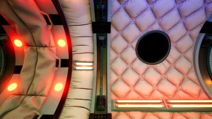 Wall Mural - the camera smoothly navigates within the spacecraft module, generating an animation ideal for backgr