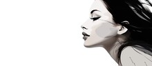 The Beauty Of The Womans Face Is Captured White Background Of The Illustration Where People Can Appreciate The Artistry Of The Hand Drawn Graphic Silhouette Depicting A Girl With Delicate L