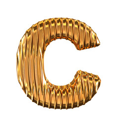 gold symbol with vertical ribs. letter c