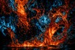Molten embers and cerulean depths in an abstract fire and water dance
