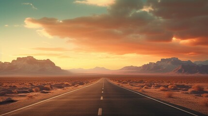 Wall Mural - sunset on the road