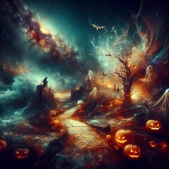 abstract scene in halloween style generative ai