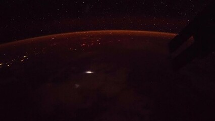 Wall Mural - aurora over planet earth seen from space. view from international space station. public domain image