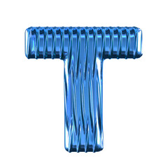 Blue symbol with vertical ribs. letter t