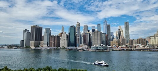 Beautiful landscape view of Manhattan with the east river in the foreground