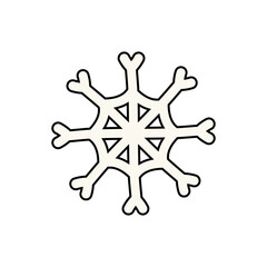 Sticker - Vector groovy retro cartoon snowflake isolated on white background