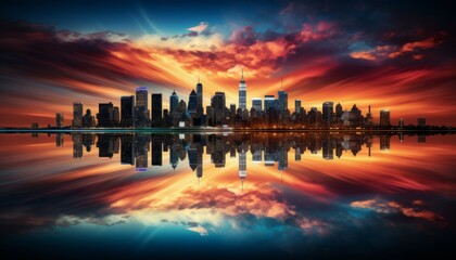 Wall Mural - Vibrant and captivating blurred night cityscape serving as a mesmerizing background for design