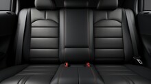 Front view of luxurious black leather back passenger seats in a modern and stylish luxury car