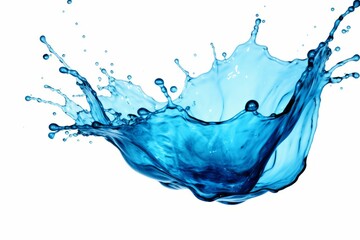 Wall Mural - Vibrant and refreshing stunning splash of pure blue water isolated on white background