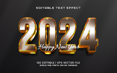 Wall Mural - modern 2024 happy new year text effect graphic style