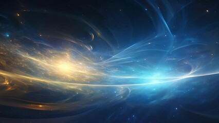 Wall Mural - an otherworldly light pulses from a space rock that swirls with streaks of blue and gold. its rhythm