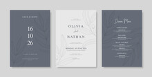 Simple And Elegant Wedding Card Template. Engraved Flower Wedding Invitation Template