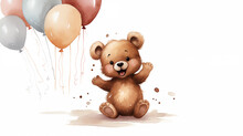 Cartoon Teddy Bear With Balloons