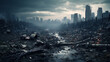 A skyline of destruction in an abandoned urban expanse.