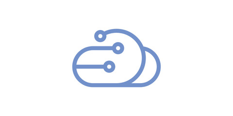 Wall Mural - technology logo design with cloud elements.made in a minimalist line style.