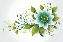 Green Flower Design On White Background