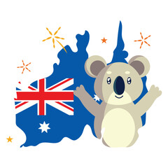 Poster - australia day koala and flag country