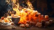 © Leifur - Splash stop motion burning sugar. Generated AI