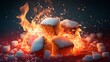 © Leifur - Splash stop motion burning sugar. Generated AI