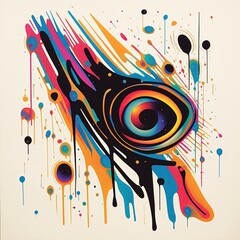 Wall Mural - Dynamic fluid colorful splash illustration made with Generative AI