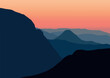 Silhouette of a mountain landscape. Vector illustration in flat style.