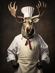 Sticker - An Anthropomorphic Moose Dressed Up like a Chef Wearing an Apron