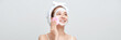 banner of Soap face woman clean skin care beauty