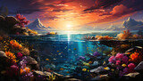 Fototapeta Do akwarium - Underwater landscape colorful fish swim in coral reef paradise generated by AI