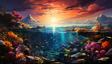 Underwater Landscape Colorful Fish Swim In Coral Reef Paradise Generated By AI