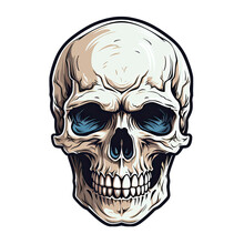 Round Skull Sticker Illustration Vector Design Isolated On Transparent Or White Background, PNG