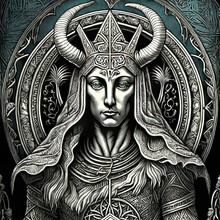 Baphomet Devil King Gothic Engraving Illustration Filigree Background Tattoo Design