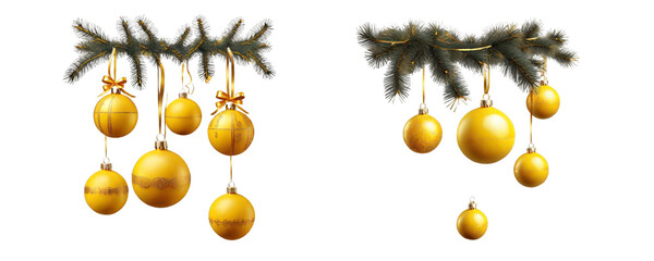 One Christmas gold Ornament balls for decoration in new year festival party isolated on clean png background