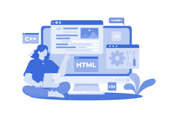 Canvas Print - web developer coding and building functional websites and web applications.