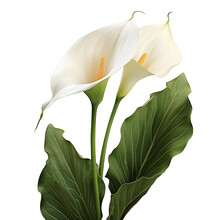 Calla Lily Flower In White On Transparent Background