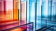 © Pixel Pine - Colored laminated glass sheets stack. Decorative tinted window material sample