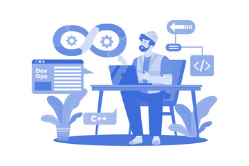 Canvas Print - devops engineer streamlining the development and operations processes.