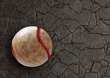 Old Vintage Baseball Ball On A Dark Textured Background. 3d-rendering