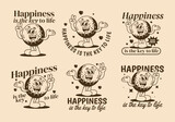 Fototapeta Pokój dzieciecy - Happiness is the key to life. Mascot character illustration of golf ball with happy face