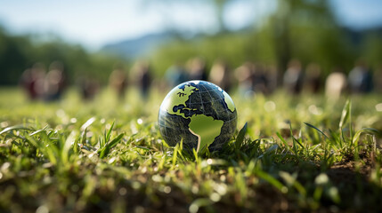 Wall Mural - soccer ball on grass HD 8K wallpaper Stock Photographic Image 